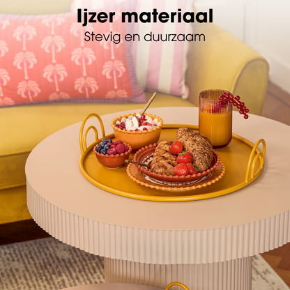 Dienblad set ijzer geel 3 stuks Ø30-42 cm
