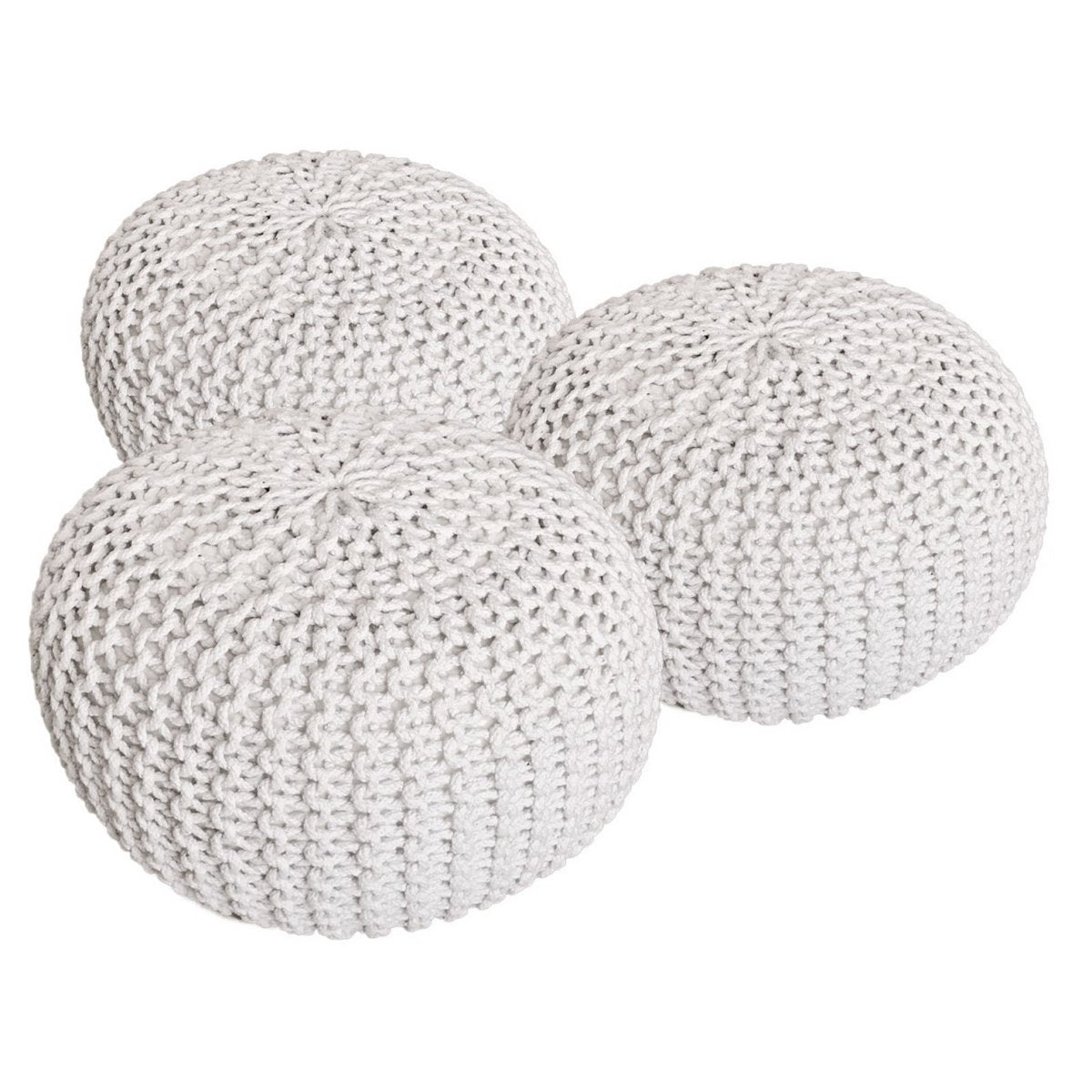Pouf set 3 stuks Ø 55 cm gerecycled katoen