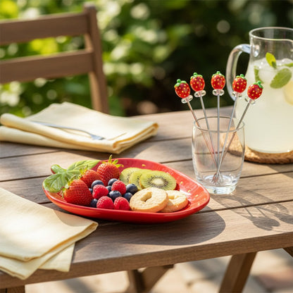 Tray with 4 strawberry appetizer picks