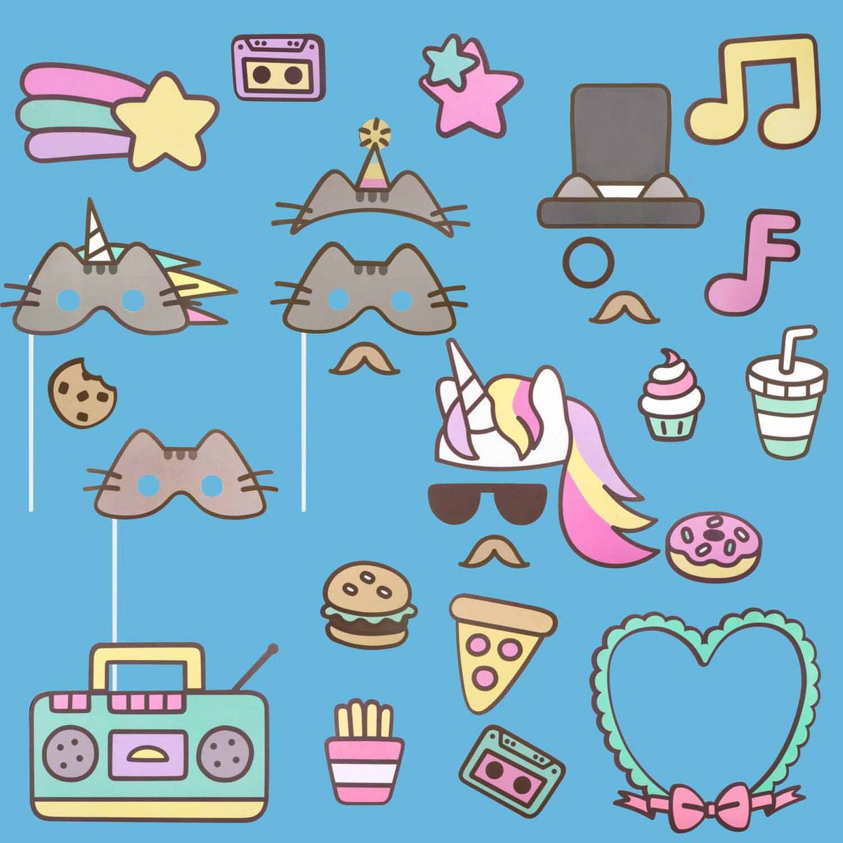 Pusheen Party - Selfie Photo Booth Kit