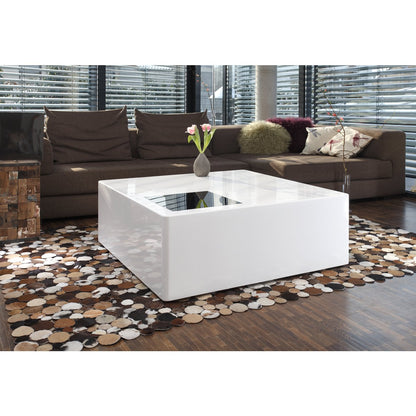 Salontafel 105x45 cm hoogglans wit met glas