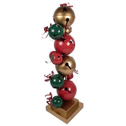 Kerstdecoratie pilaar 150 cm rood groen metaal