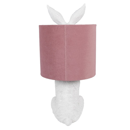 Tafellamp konijn 20x43 cm wit roze polyresin