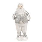 Kerstman beeld 16 cm zilver polyresin