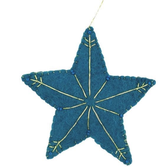 Sterhanger wolvilt 10 cm blauw goud