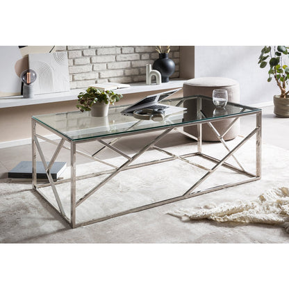 Salontafel 120x60 cm glas zilver