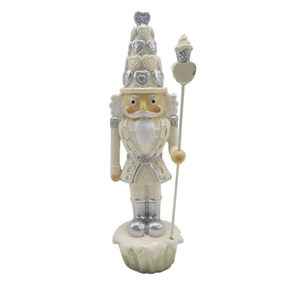 Notenkrakerbeeld 16 cm wit zilverkleurig kunststof