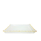 Rectangular glass serving tray with gold rim 36x25x4cm