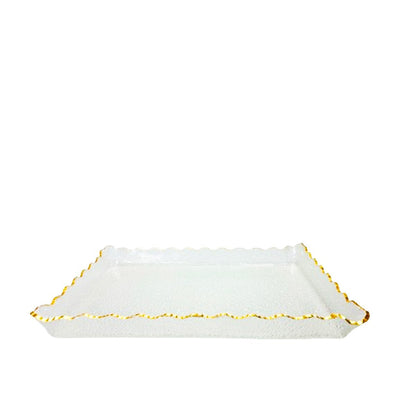 Dienblad glas goud 36x25x4 cm