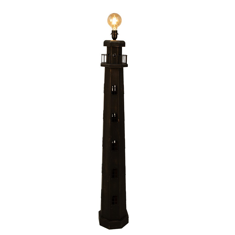 Vloerlamp hout zwart 23x23x140 cm