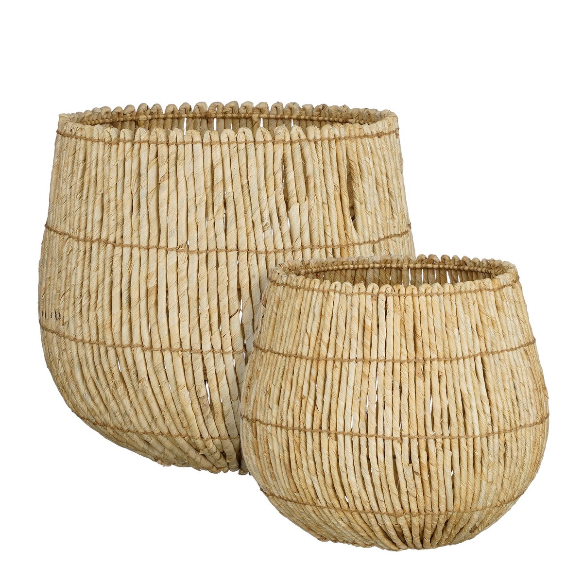 Opbergmand gras set van 2 H40 cm Ø44 cm lichtbruin
