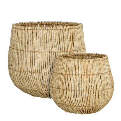 Opbergmand gras set van 2 H40 cm Ø44 cm lichtbruin