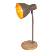 Bureaulamp metaal hout bruin 36,5 cm