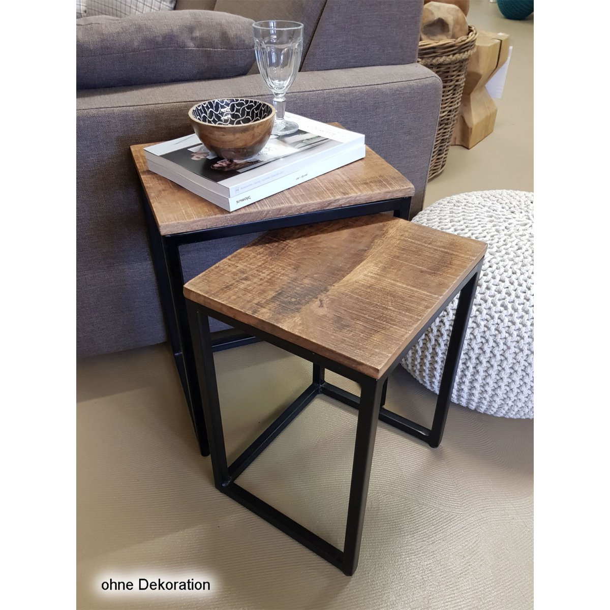 Bijzettafels Set Houten Metalen Frame Dallas Salontafels
