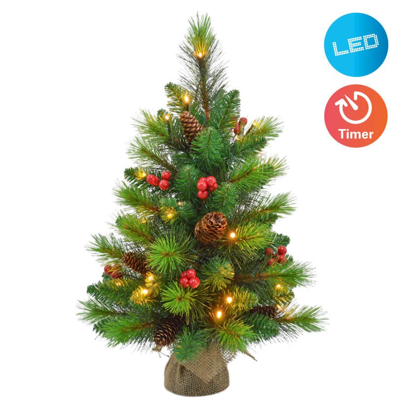 Led kerstboom 45 cm met bessen en dennenappels