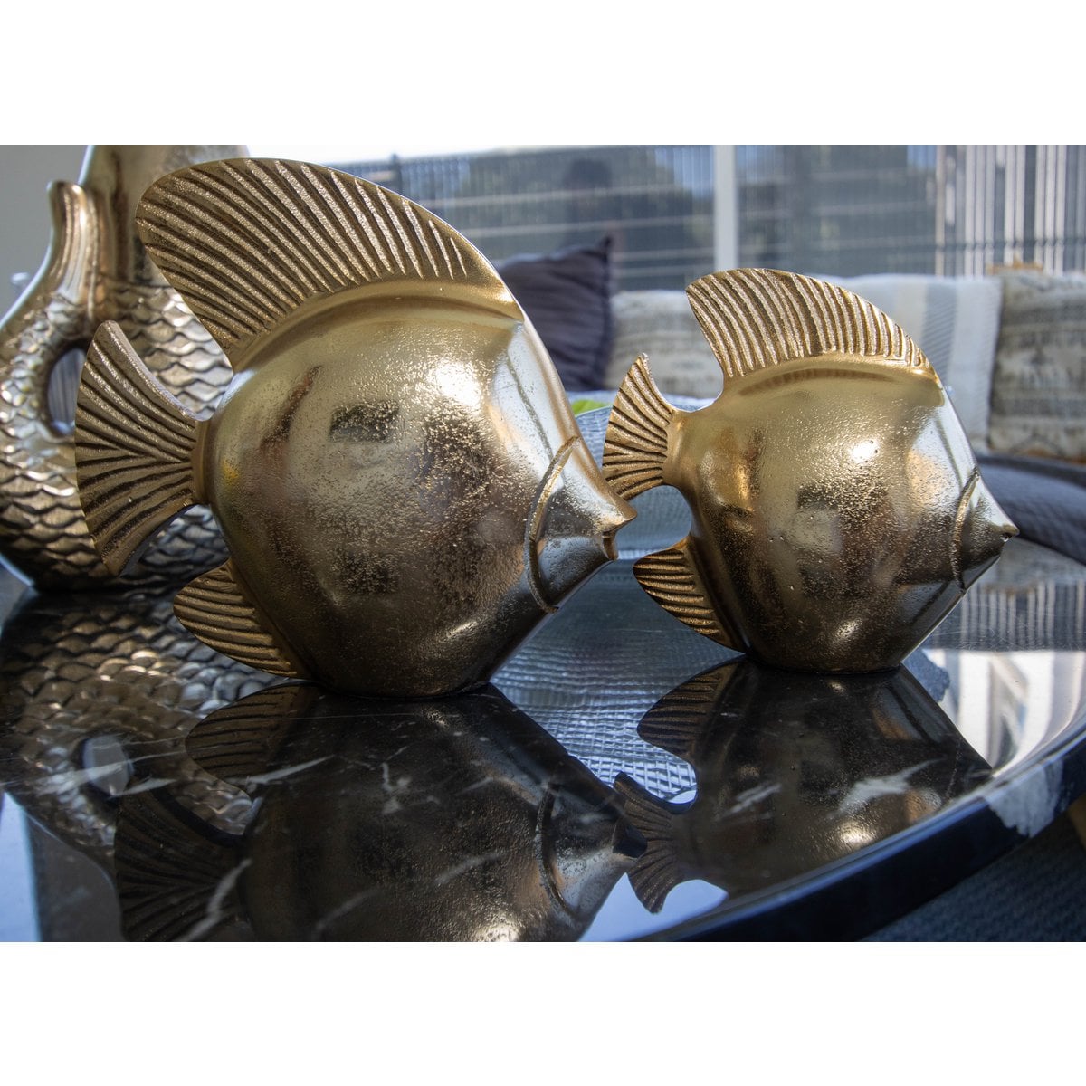 Decoratieve vis 19,5 cm goud aluminium