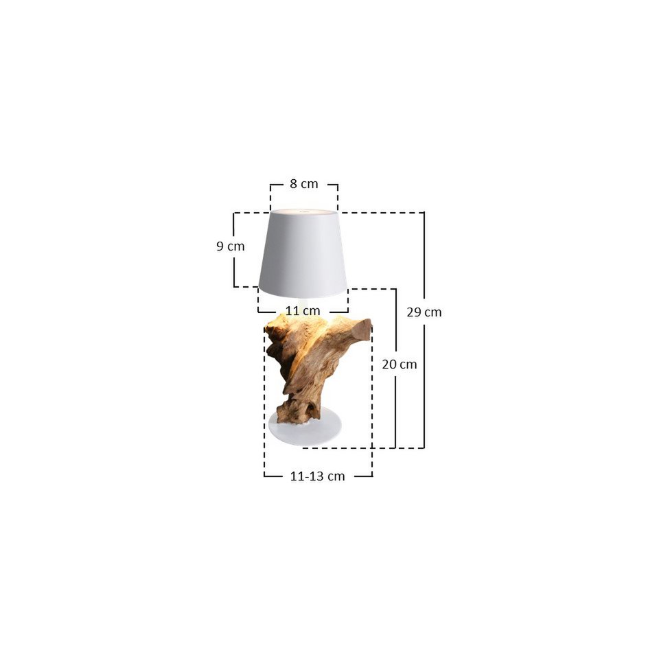 Tafellamp 29 cm naturel/wit LED batterij