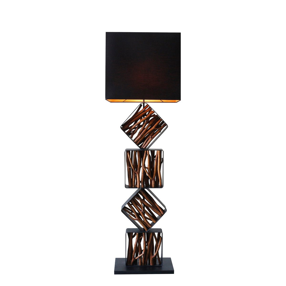 Vloerlamp drijfhout 155 cm zwart goud