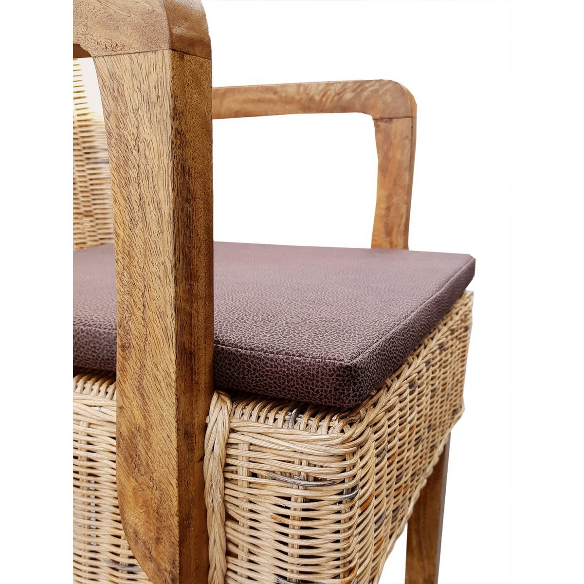 Eetkamerstoelen Set Van 2 Rotan Met Armleuningen Tabacco