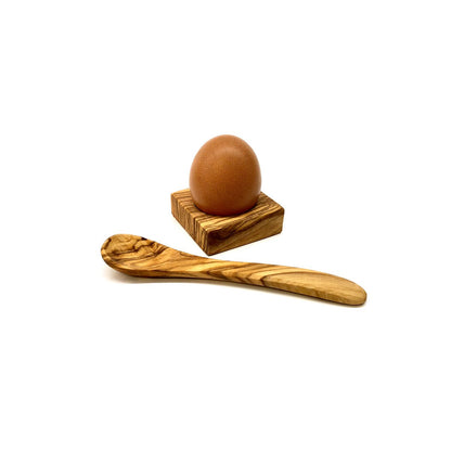 Eierhouder olijfhout met eierlepel