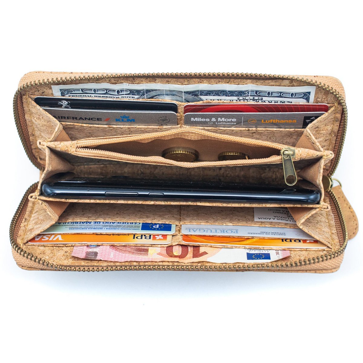 Portemonnee kurk 19x10x2.5 cm dames