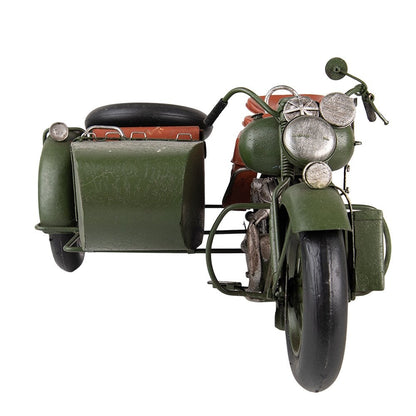 Miniatuur motor decoratie 38x26x18 cm groen ijzer