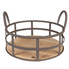 Opbergmand Ø 25x9/15 cm grijs bruin metaal hout