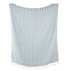 Light Blue Plaid / Sofa Throw – Geometric Pattern with Fringes – 125x155 cm – Urbane Hide