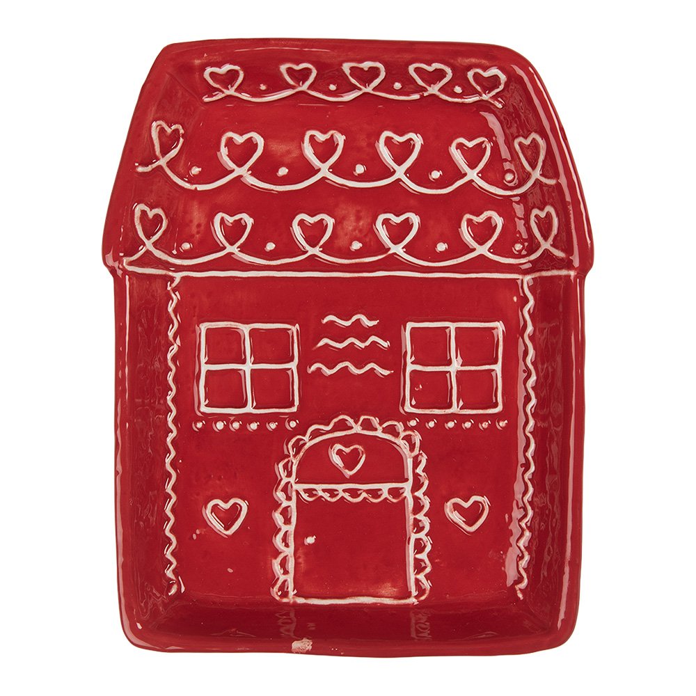 Dinner Plate House 15x19x3 cm Red Ceramic