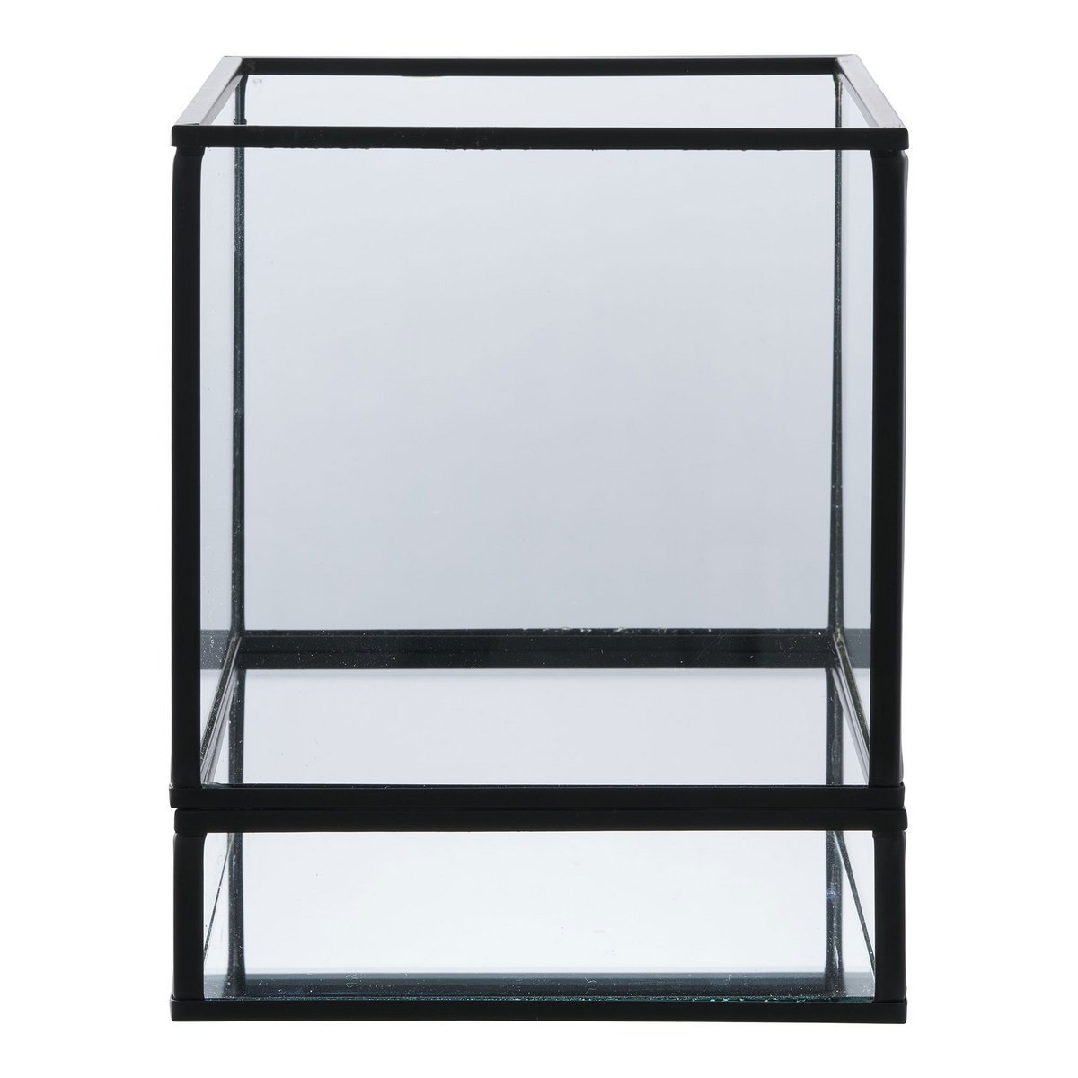 Kaarsenhouder orkaan 12x12x15 cm zwart glas metaal