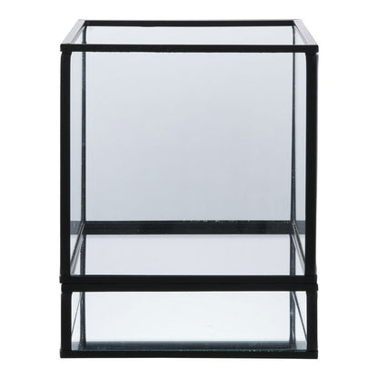 Kaarsenhouder orkaan 12x12x15 cm zwart glas metaal