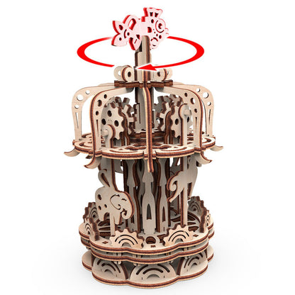 Mr. Playwood 3D Wooden Puzzle Carousel small, 10404, 12.5x12.5x17.5cm