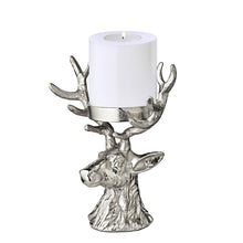 Kandelaar hert 20 cm aluminium zilver