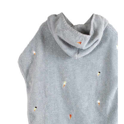 Strandponcho biologisch katoen parelblauw