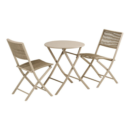 Arcas Bistroset, 2 stoelen en 1 tafel, polyester/staal, taupe