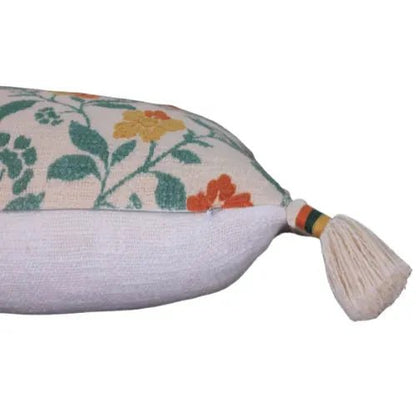 Kussenhoes 35x60 cm beige met kwastjes