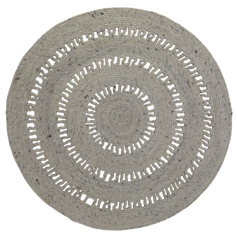 Round open-worked felted wool rug BIBEK GREY S