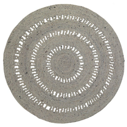 Round open-worked felted wool rug BIBEK GREY S