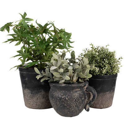 Bloempot Binnen Ø 17x16 cm Zwart Bruin Keramiek Plantenpot