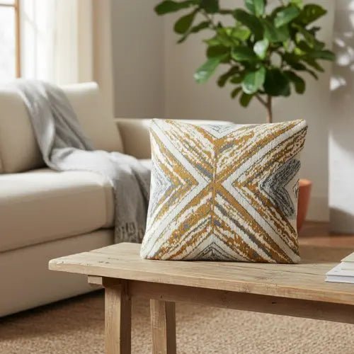Kussenhoes 45x45 cm olijfgroen grijs gemeleerd katoen
