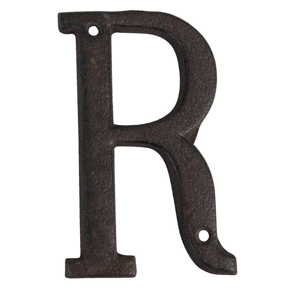 IJzeren letter R 13 cm bruin
