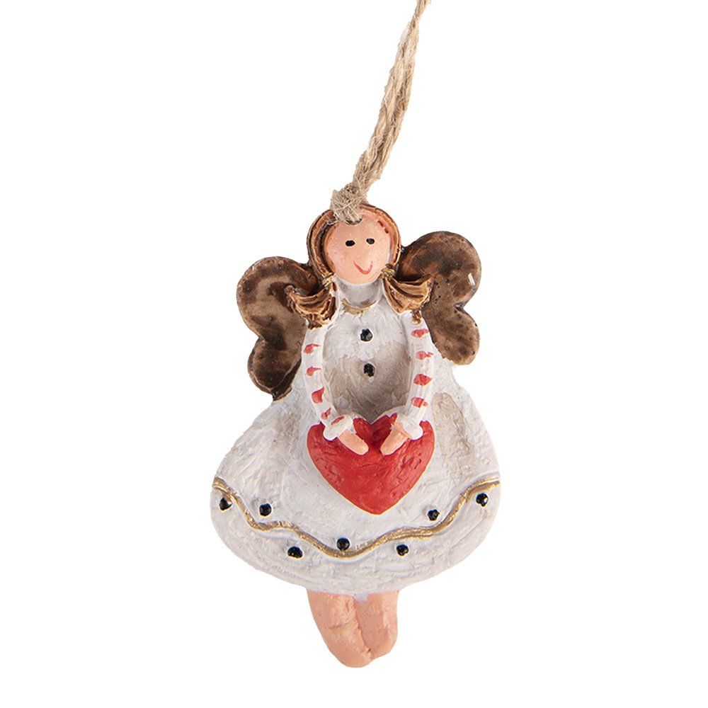 Kersthanger Engel 7x1x7 cm Wit Kunststof