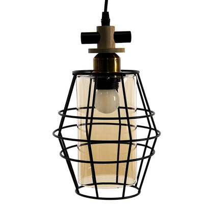 Hanglamp 18x18x31 cm zwart metaal goudaccenten