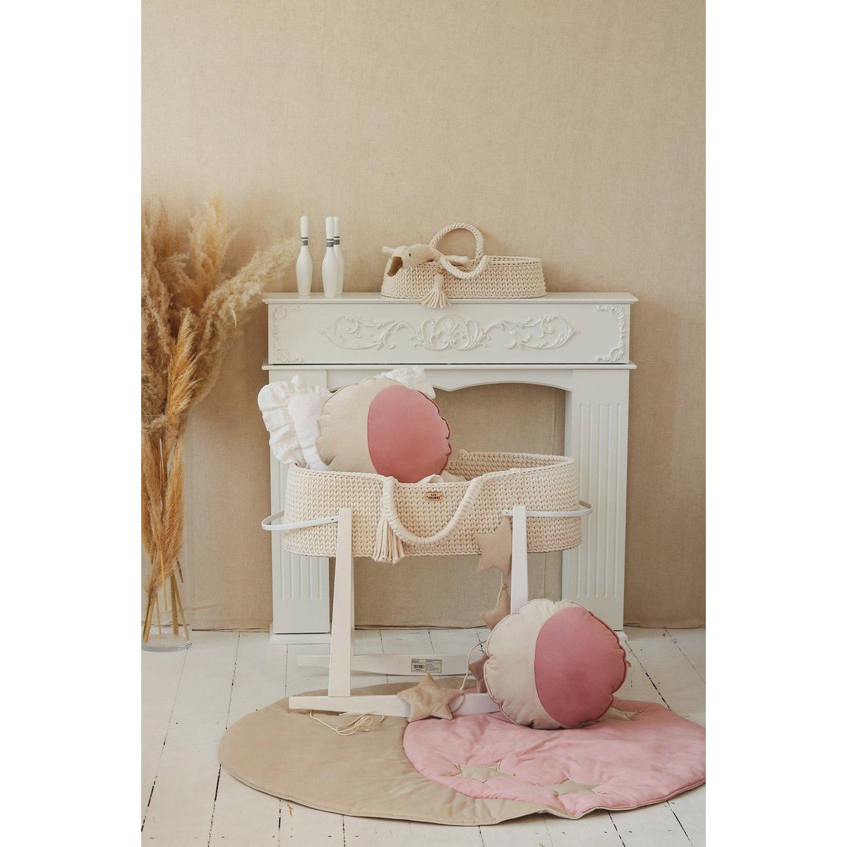 Speelkleed rond 120 cm roze beige fluweel