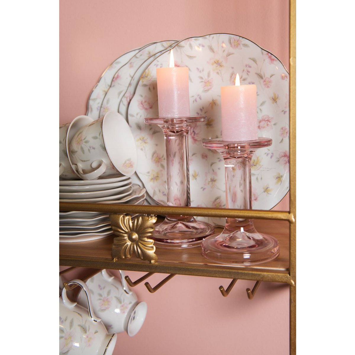 Dinner plate Ø 26 cm White Pink Porcelain Flowers