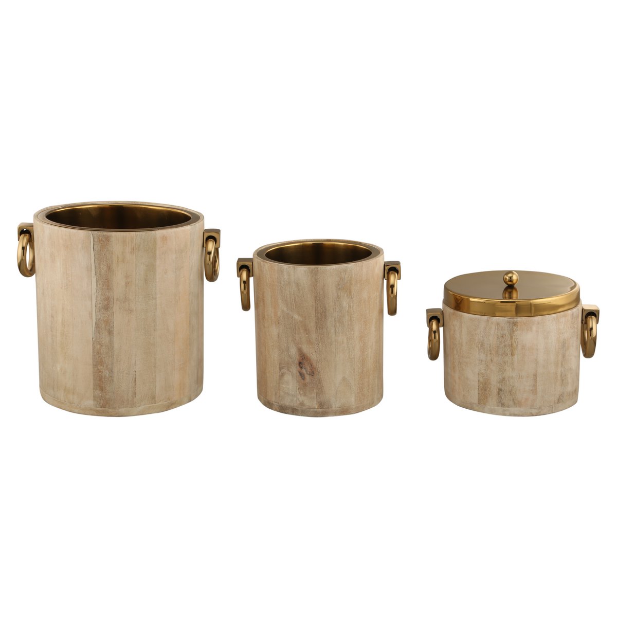 Champagne emmer 25x30x28 cm hout metaalgoud