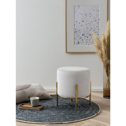Kruk Ø35x38 cm koordoptiek beige goudkleurig frame
