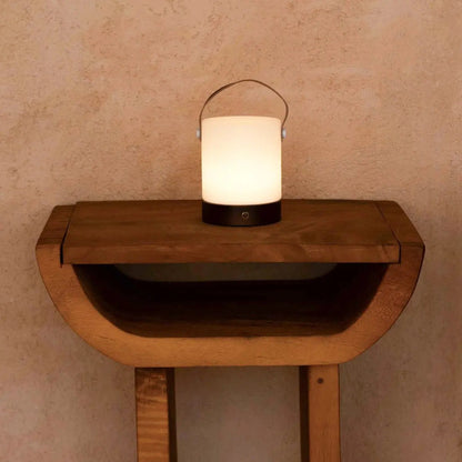 Tafellamp hout draadloos dimbaar bruin 12x21 cm