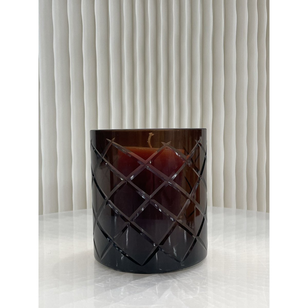 Windlicht 14 cm glas bruin