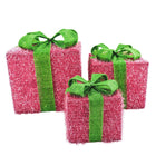 LED Kerstcadeau roze groen 15 20 25 cm